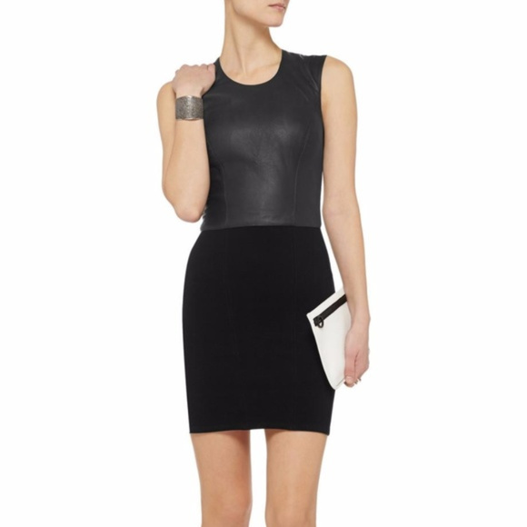 Helmut Lang Dresses & Skirts - HELMUT Gala Leather Knit Ponte Tank Dress Small